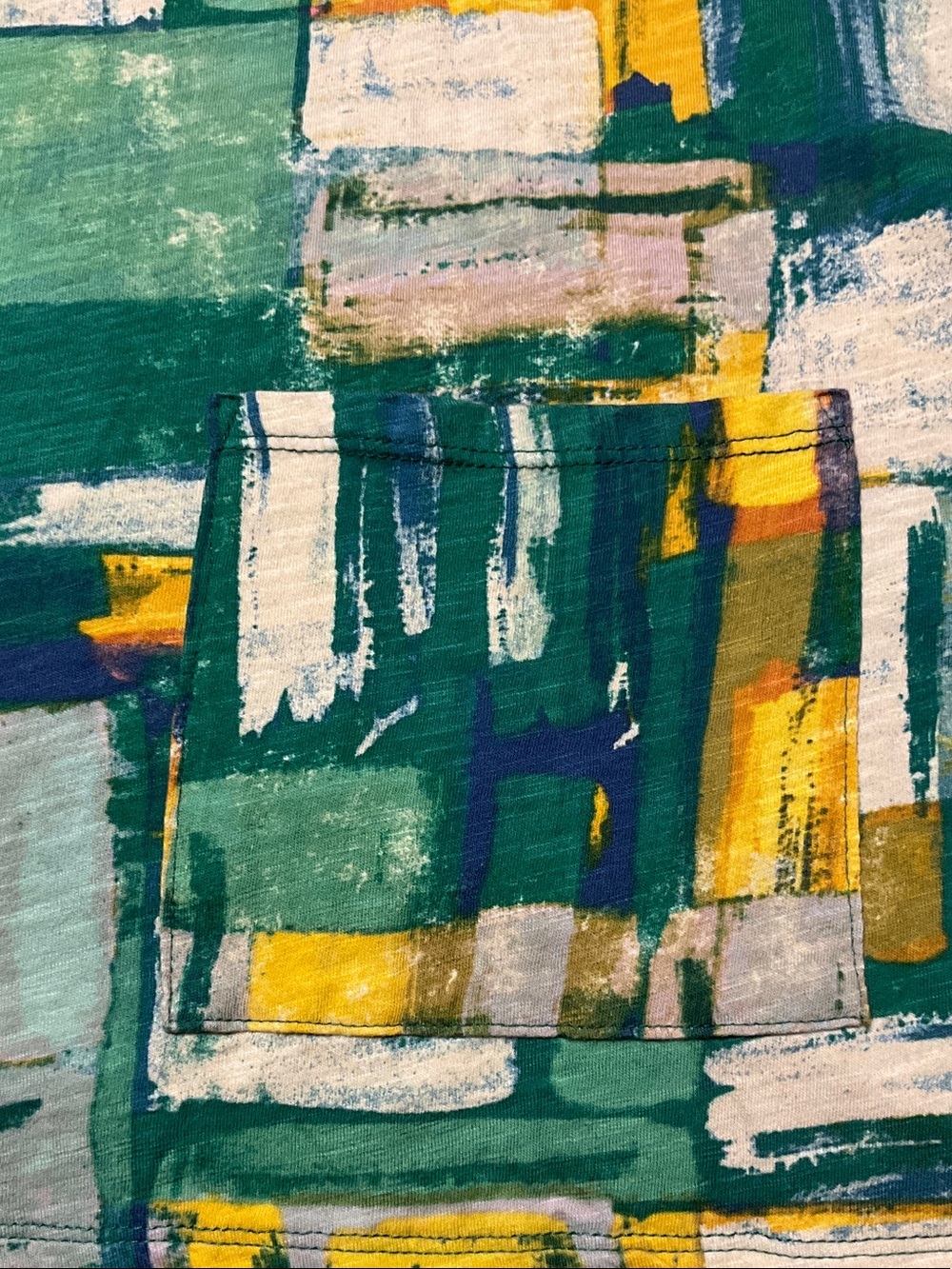 LOGO by Lori Goldstein Green & Yellow Abstract V‑Neck Long Sleeve Top - Picture 5 of 9